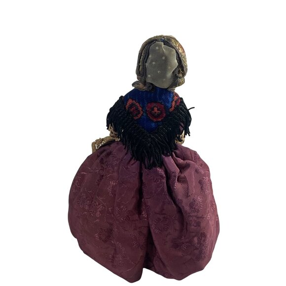 Vintage Handcrafted Folk Doll In Traditional Lace & Embroidered Dress With Stand - Picture 4 of 9